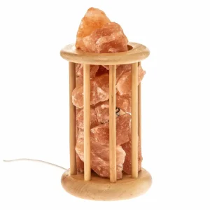Envostar Harmony Lampe de sel avec cage en bois clair^ Lampes Décoratives