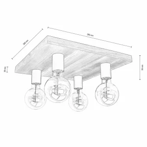Envostar Lobo plafonnier à 4 lampes pin gris^ Luminaires Durables