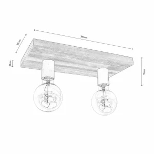 Envostar Lobo plafonnier à 2 lampes pin noyer^ Luminaires Durables