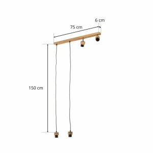 Envostar Merlo suspension, chêne huilé, 4 lampes^ Luminaires Durables