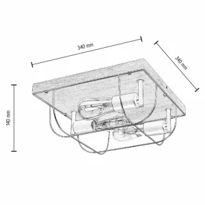 Envostar Neptuna plafonnier, carré, à 3 lampes.^ Luminaires Durables