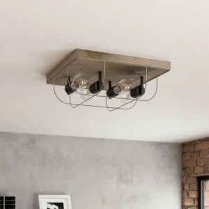 Envostar Neptuna plafonnier, carré, à 4 lampes.^ Luminaires Durables