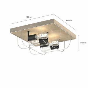 Envostar Neptuna plafonnier, carré, à 4 lampes.^ Luminaires Durables