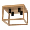 Envostar Rowan plafonnier chêne, carré, 4 lampes^ Luminaires Durables