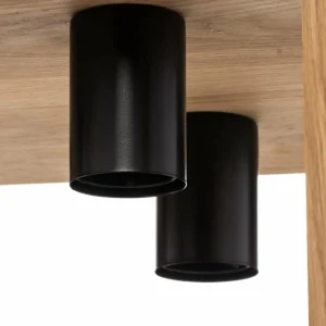 Envostar Rowan plafonnier chêne, carré, 4 lampes^ Luminaires Durables
