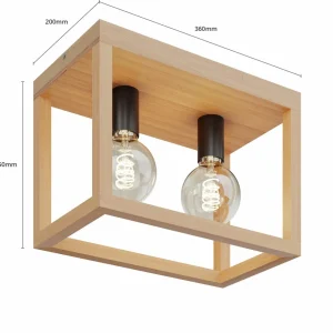 Envostar Rowan plafonnier en chêne, 2 lampes^ Luminaires Durables