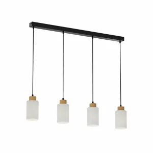 Envostar Talia suspension, chêne/blanc, 4 lampes^ Luminaires Durables