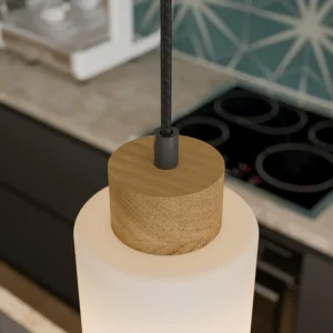 Envostar Talia suspension, chêne/blanc, 4 lampes^ Luminaires Durables