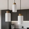 Envostar Talia suspension chêne/blanc, 3 lampes ronde^ Luminaires Durables