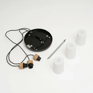 Envostar Talia suspension chêne/blanc, 3 lampes ronde^ Luminaires Durables