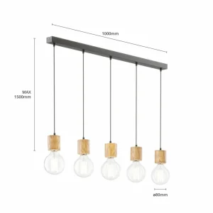 Envostar Terra suspension, pin clair, 5 lampes^ Luminaires Durables