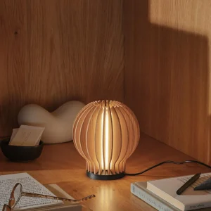 Eva Solo Lampe à poser LED rechargeable Radiant, bois clair, Ø 14cm, USB^ Lampes Décoratives