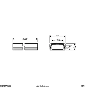 EVN APFLAT1 profilé alu 200cm profil U, plat^ Lampes Décoratives