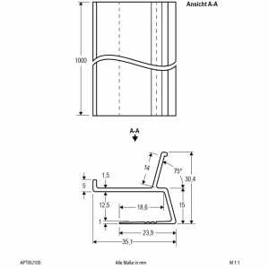 EVN APTBU profilé alu orienté mur 100cm alu^ Lampes Décoratives
