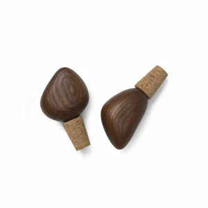 ferm LIVING bouchon de vin Cairn, marron, bois, liège, set de 2 pièces^ Meubles & Aménagements