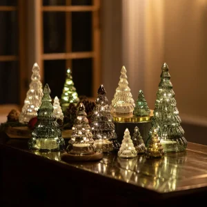 Sirius Figure déco LED Lucy, arbre verre, vert, 9 cm, x2^ Lumière De Noël