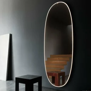 FLOS La Plus Belle miroir mural LED, doré brossé^ Meubles & Aménagements