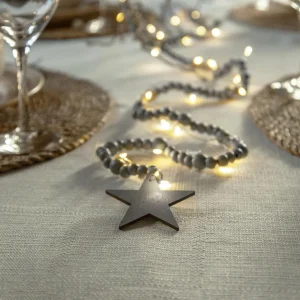 STAR TRADING Guirlande lumineuse LED Beady, greige, perles en bois, 150 cm, pile^ Lumière De Noël