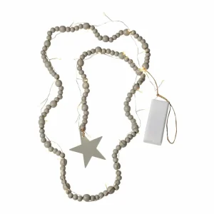 STAR TRADING Guirlande lumineuse LED Beady, greige, perles en bois, 150 cm, pile^ Lumière De Noël
