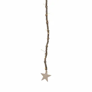 STAR TRADING Guirlande lumineuse LED Beady, marron, perles en bois, 150 cm, pile^ Lumière De Noël