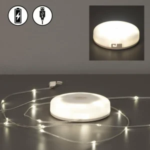 FH Lighting Guirlande lumineuse LED Benni, blanc, 10 m, extensible, batterie^ Lampes Décoratives