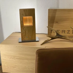 HerzBlut Pan lampe à poser LED, chêne huilé, dim^ Luminaires Durables