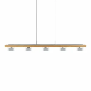 HerzBlut Suspension LED Estelle, chêne cendré huilé, à 6 lampes^ Luminaires Durables