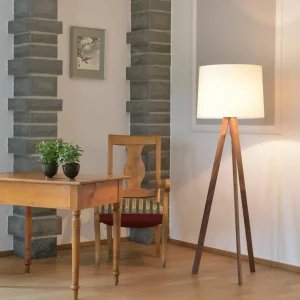 HerzBlut Tre lampadaire, abat-jour blanc, noyer^ Luminaires Durables