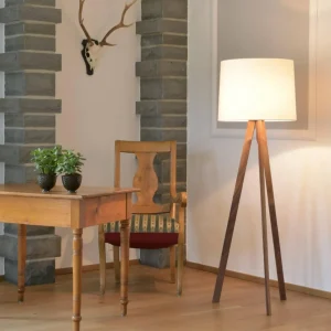 HerzBlut Tre lampadaire, abat-jour blanc, noyer^ Luminaires Durables
