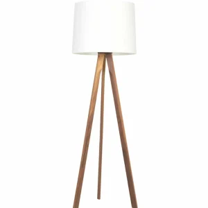 HerzBlut Tre lampadaire, abat-jour blanc, noyer^ Luminaires Durables