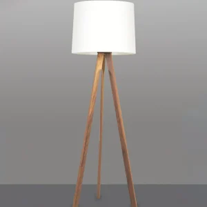 HerzBlut Tre lampadaire, abat-jour blanc, noyer^ Luminaires Durables