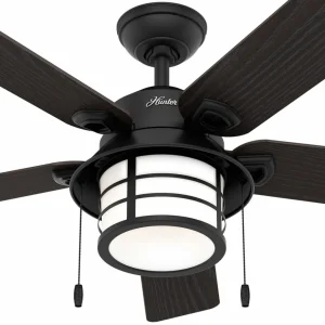 Hunter Santorini ventilateur éclairage, bois/noir^ Ventilateurs