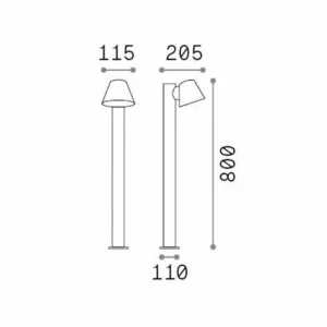 Ideallux Ideal Lux Borne lumineuse gaz, noir, aluminium, hauteur 80 cm^ Bornes Éclairage Extérieur