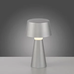 JUST LIGHT. Lampe à poser LED rechargeable Abera argent Plastique IP54^ Lampes Décoratives