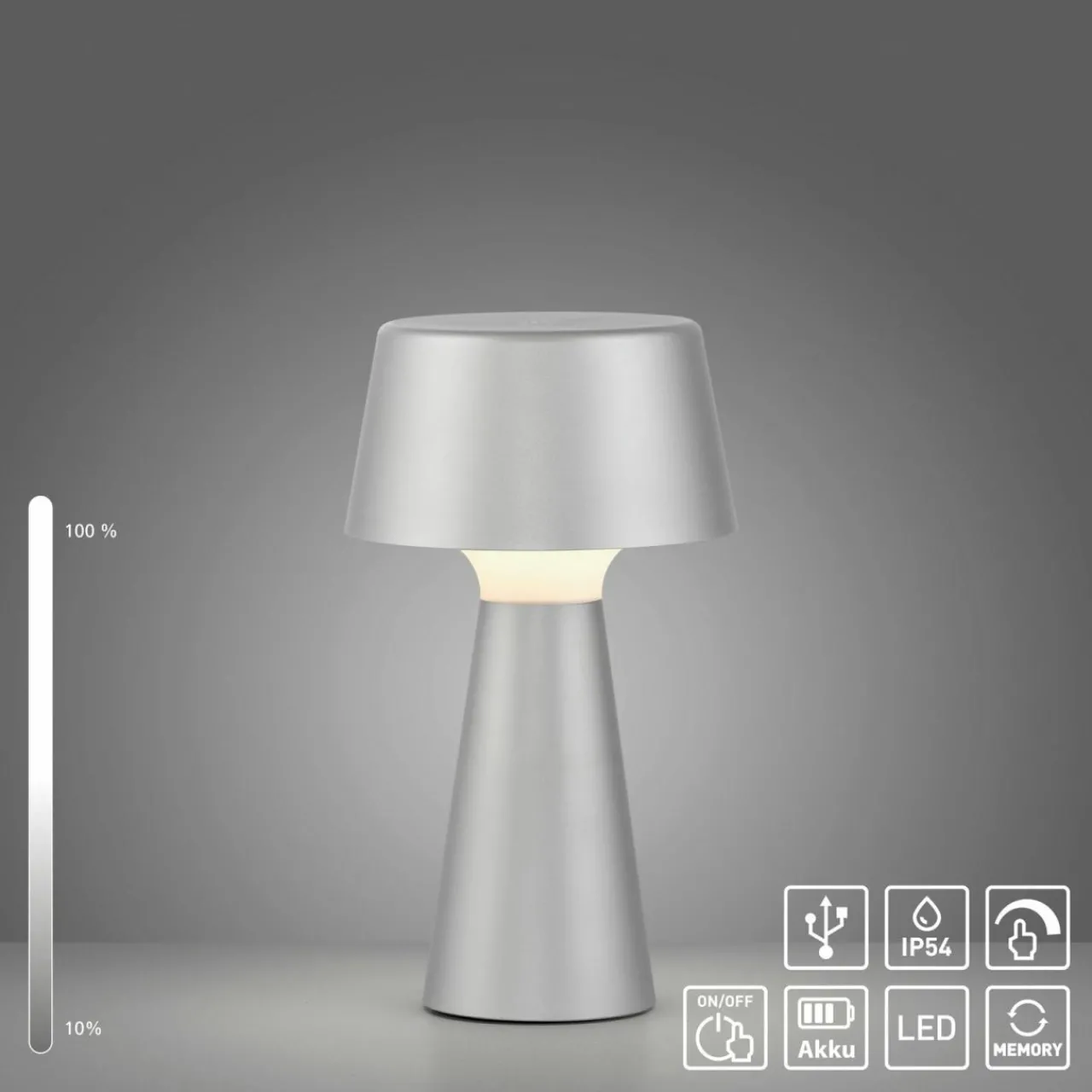 just_light_lampe__poser_led_rechargeable_abera_argent_plastique_ip_5.webp JUST LIGHT. Lampe à poser LED rechargeable Abera argent Plastique IP54^ Lampes Décoratives