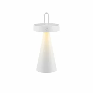JUST LIGHT. Lampe à poser LED rechargeable Alwa, blanc, fer, IP44^ Lampes Décoratives