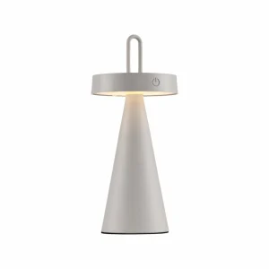 JUST LIGHT. Lampe à poser LED rechargeable Alwa gris-beige Fer IP44^ Lampes Décoratives