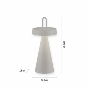JUST LIGHT. Lampe à poser LED rechargeable Alwa gris-beige Fer IP44^ Lampes Décoratives