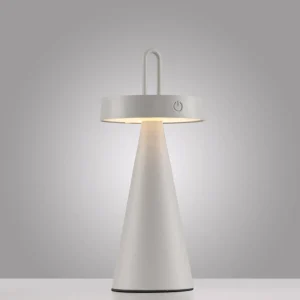 JUST LIGHT. Lampe à poser LED rechargeable Alwa gris-beige Fer IP44^ Lampes Décoratives