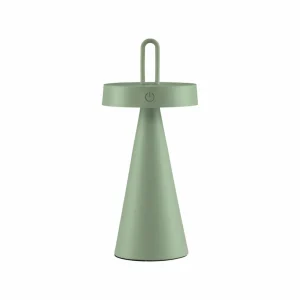 JUST LIGHT. Lampe à poser LED rechargeable Alwa, vert, fer, IP44^ Lampes Décoratives