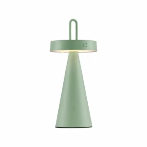 JUST LIGHT. Lampe à poser LED rechargeable Alwa, vert, fer, IP44^ Lampes Décoratives