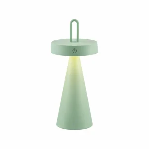 JUST LIGHT. Lampe à poser LED rechargeable Alwa, vert, fer, IP44^ Lampes Décoratives