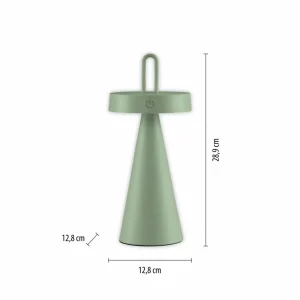 JUST LIGHT. Lampe à poser LED rechargeable Alwa, vert, fer, IP44^ Lampes Décoratives