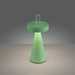JUST LIGHT. Lampe à poser LED rechargeable Alwa, vert, fer, IP44^ Lampes Décoratives