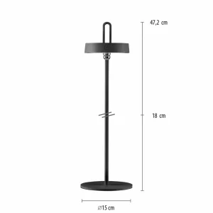 JUST LIGHT. Lampe à poser LED rechargeable Amag, noir, fer, IP44^ Lampes Décoratives