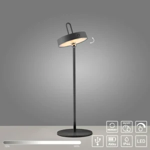 JUST LIGHT. Lampe à poser LED rechargeable Amag, noir, fer, IP44^ Lampes Décoratives