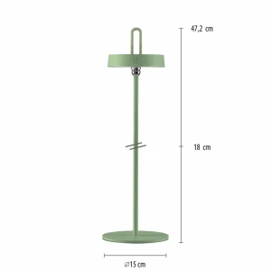 JUST LIGHT. Lampe à poser LED rechargeable Amag, vert, fer, IP44^ Lampes Décoratives