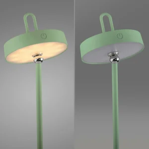 JUST LIGHT. Lampe à poser LED rechargeable Amag, vert, fer, IP44^ Lampes Décoratives