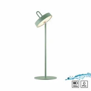 JUST LIGHT. Lampe à poser LED rechargeable Amag, vert, fer, IP44^ Lampes Décoratives