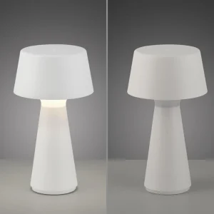 JUST LIGHT. Lampe de table LED rechargeable Abera blanc Plastique IP54^ Lampes Décoratives
